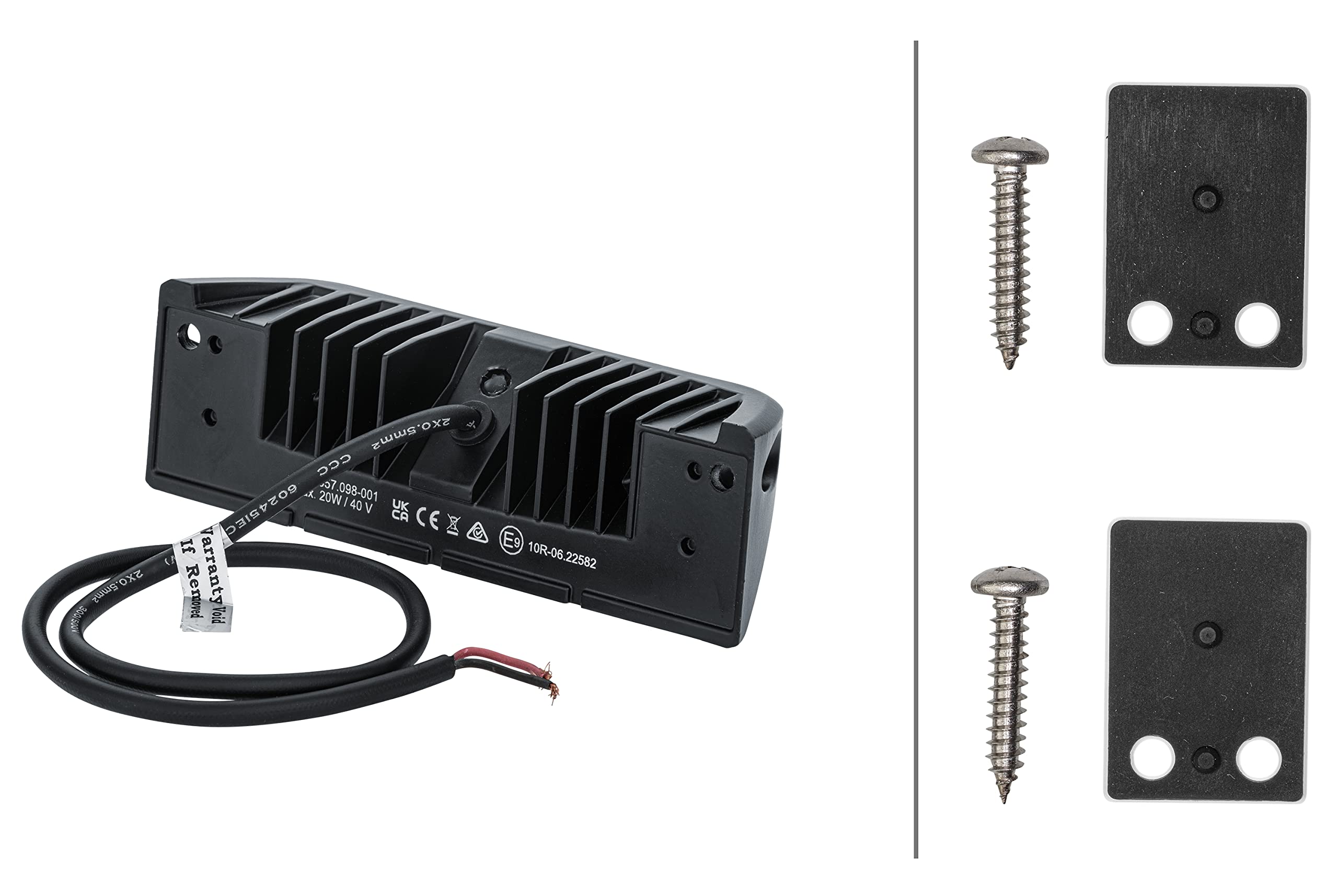 HELLA VALUEFIT LED Faro da lavoro SMS2000-12V / 24V - 2000lm - Montaggio, esterno - Illuminazione campo vicino - Cavo: 500mm - Spina: estremità del cavo aperta - Quantità: 1-1GB 357 098-001