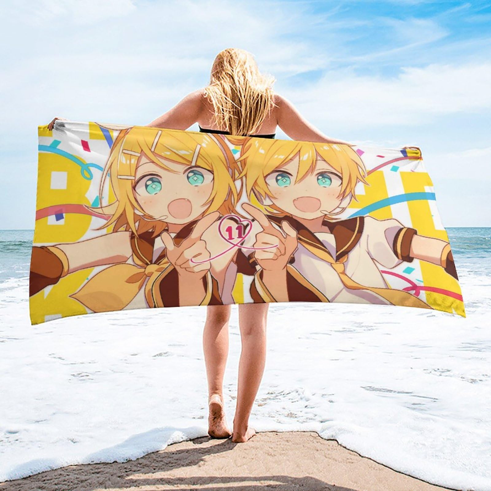 Amazon｜バスタオル 鏡音リン 鏡音レン VTuber 大判 ボディタオル