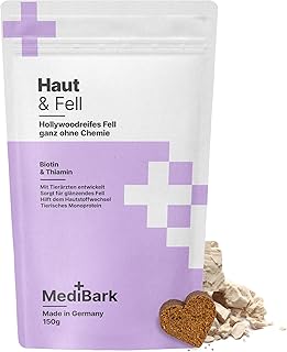 MediBark Haut & Fell - Hundeleckerli mit Biotin & Thiamin - Schutz vor Haarausfall & Dermatose - fördert Fellwechsel - Glutenfrei & Zuckerfrei - Anti-Schuppen & Anti-Juckreiz - 225 Stück