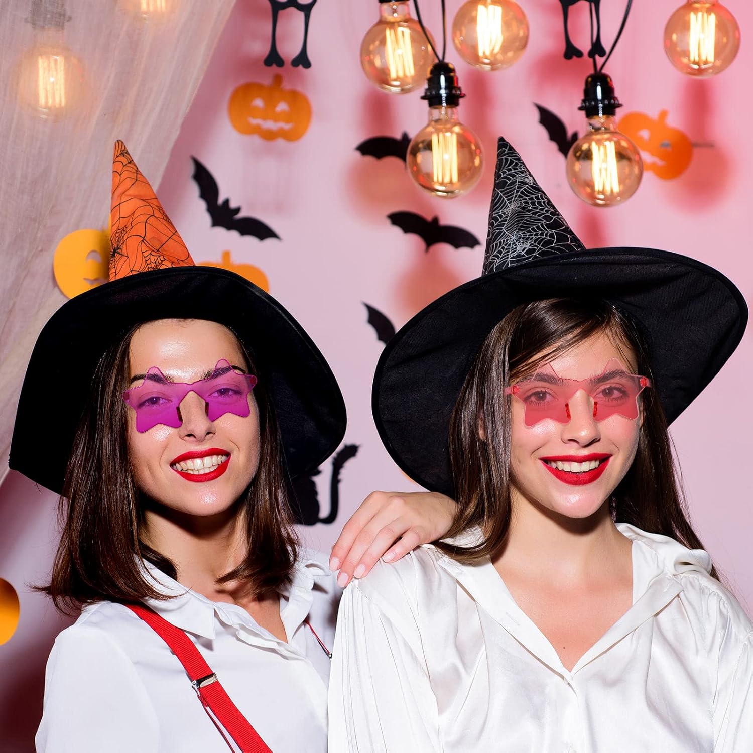 Cindeer 40 Pairs Rimless Star Shape Sunglasses Colorful Transparent Sunglasses Pentagram Glasses for Adult - Image 3