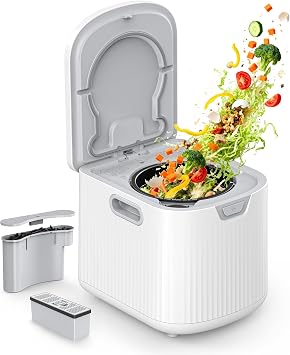Electric Composter for Kitchen, 2.5L Max 3.3L Smart Countertop Compost Bin, Ultra-Quiet & Odor-Free Food Composter, Auto-Cleaning, One-Touch Composting for Daily Household Food Waste