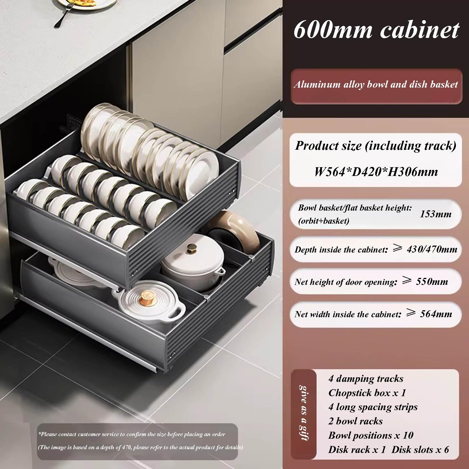 Organisateurs de rangement coulissants multifonctions à 2 niveaux, étagères coulissantes avec égouttoir à vaisselle réglable, armoire de cuisine pour casseroles, poêles, cu, armoire de 600 mm
