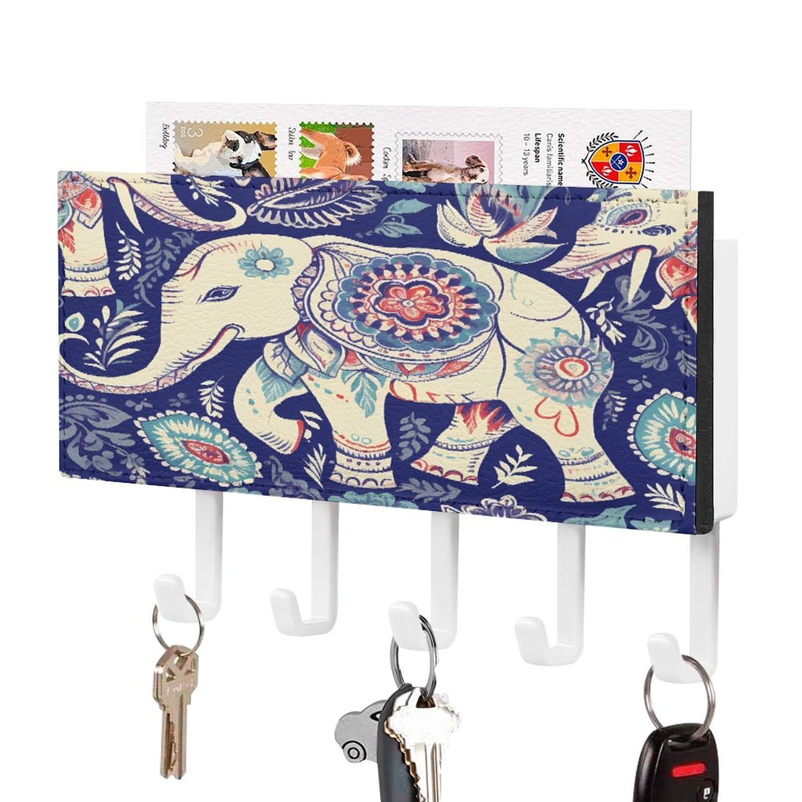 Colgador de llaves de pared para evitar pérdidas con estante de correspondencia boho