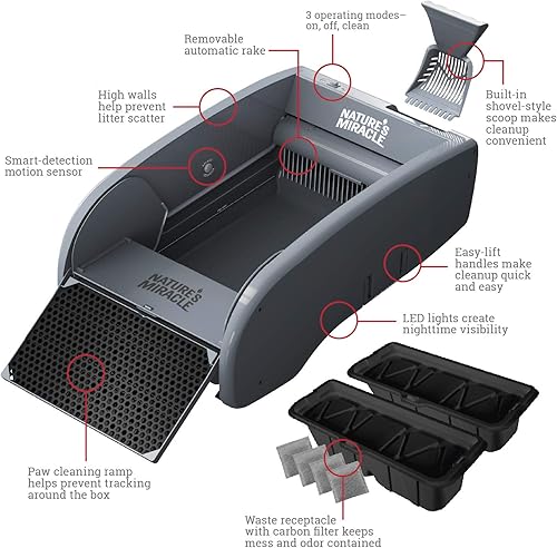 Miniatura 4 de Natures Miracle Caja de arena autolimpiante para varios gatos