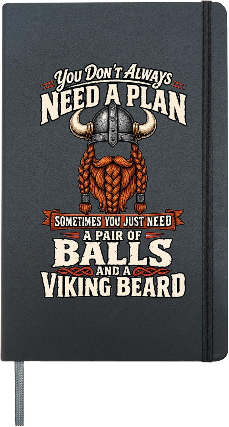 Viking Beard Humor Norse Mythology Beard Lover Hardcover Journal, Black