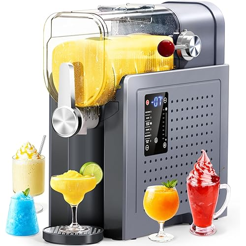 Slushy Machine for Home - 88oz Frozen Drink Maker, 2 In 1 Soft Serve Ice Cream & Slushie Machine with LED Display, No Ice Needed, 6 Preset Programs for Frozen Margaritas, Frappe (Dark Gray)
