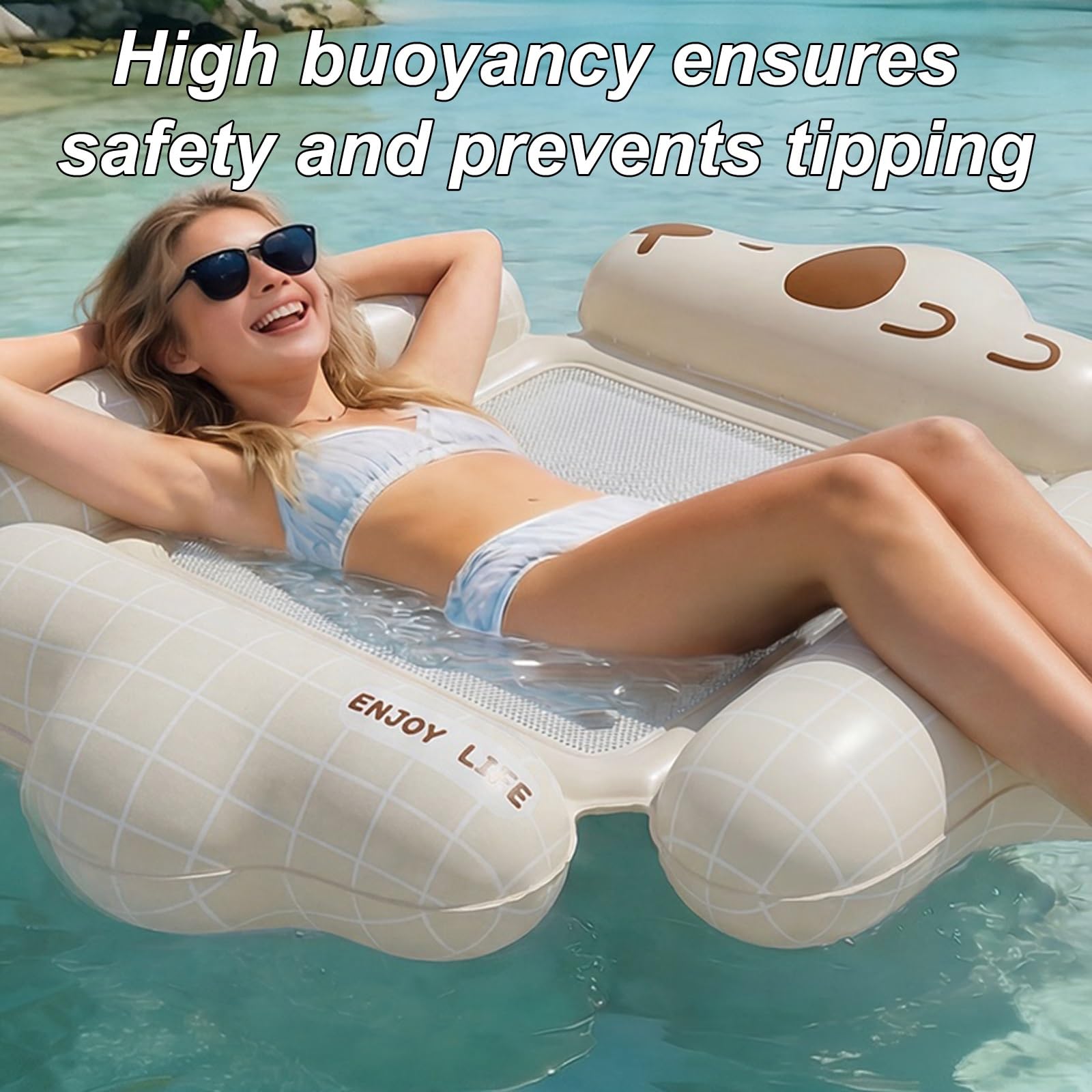 Bouee Piscine, Fauteuil Flottant pour Piscine avec 4 Chambres À Air Indépendantes et Un Système de Ventilation Central en Maille, Idéale pour Les Lacs et la Plage