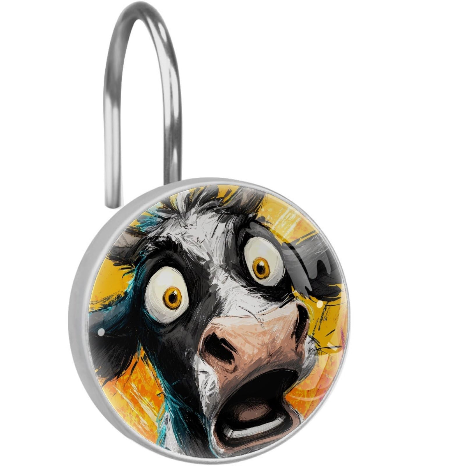 VAPOKF Decorative Shower Curtain Hook: Funny Cow Rustproof Stainless Steel Shower Curtain Ring for Bathroom - Shower Curtain Hook & Hangers - Set of 12