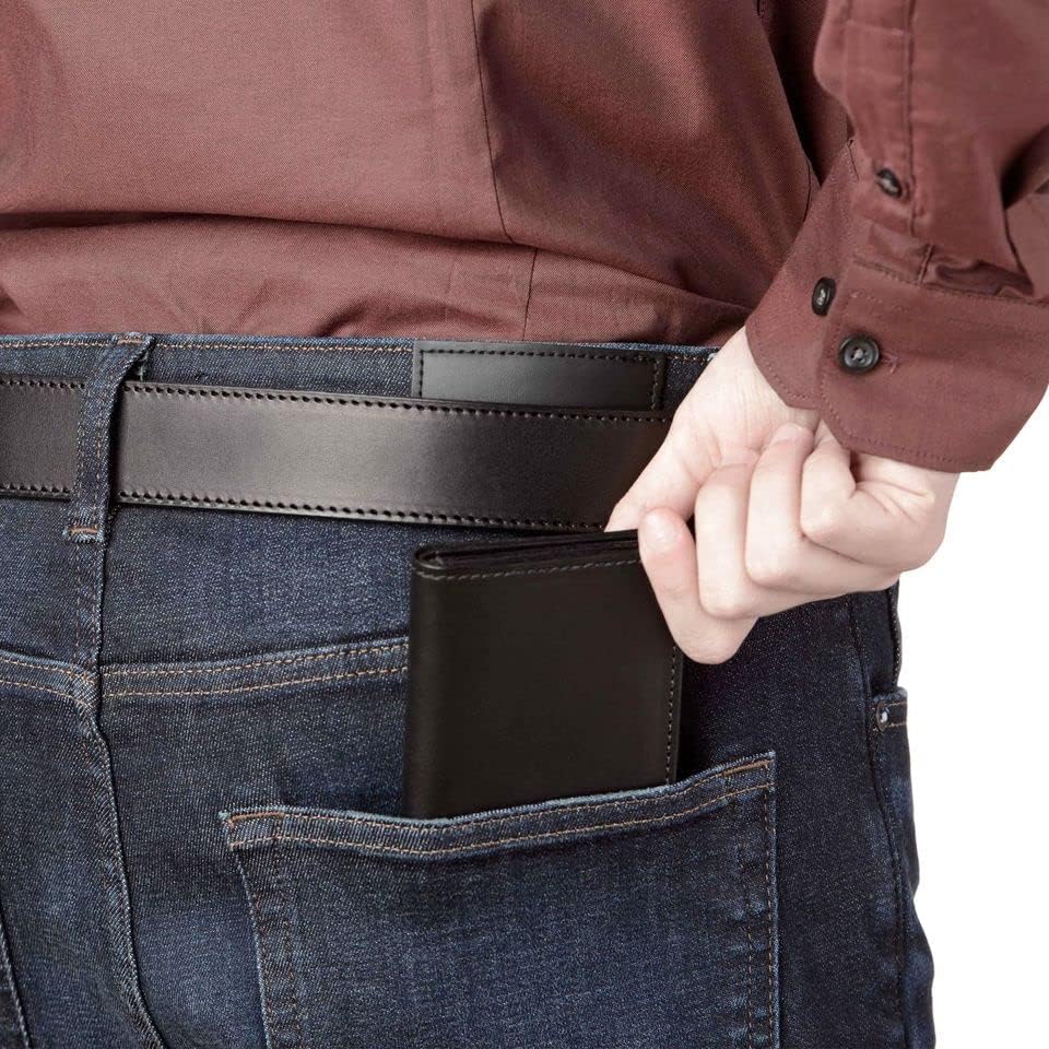 Premium Full Grain Bridle Leather Men’s Trifold Wallet With ID Window – Black - Made in USA - Image 5