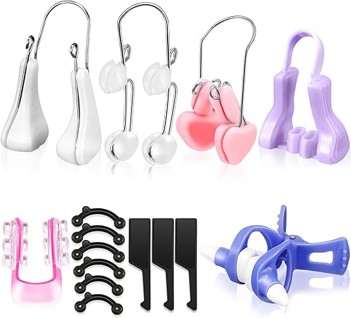 Nuanchu Juego de 7 clips para levantar la nariz, herramienta de reducción de puente nasal, herramienta de silicona para clip de belleza