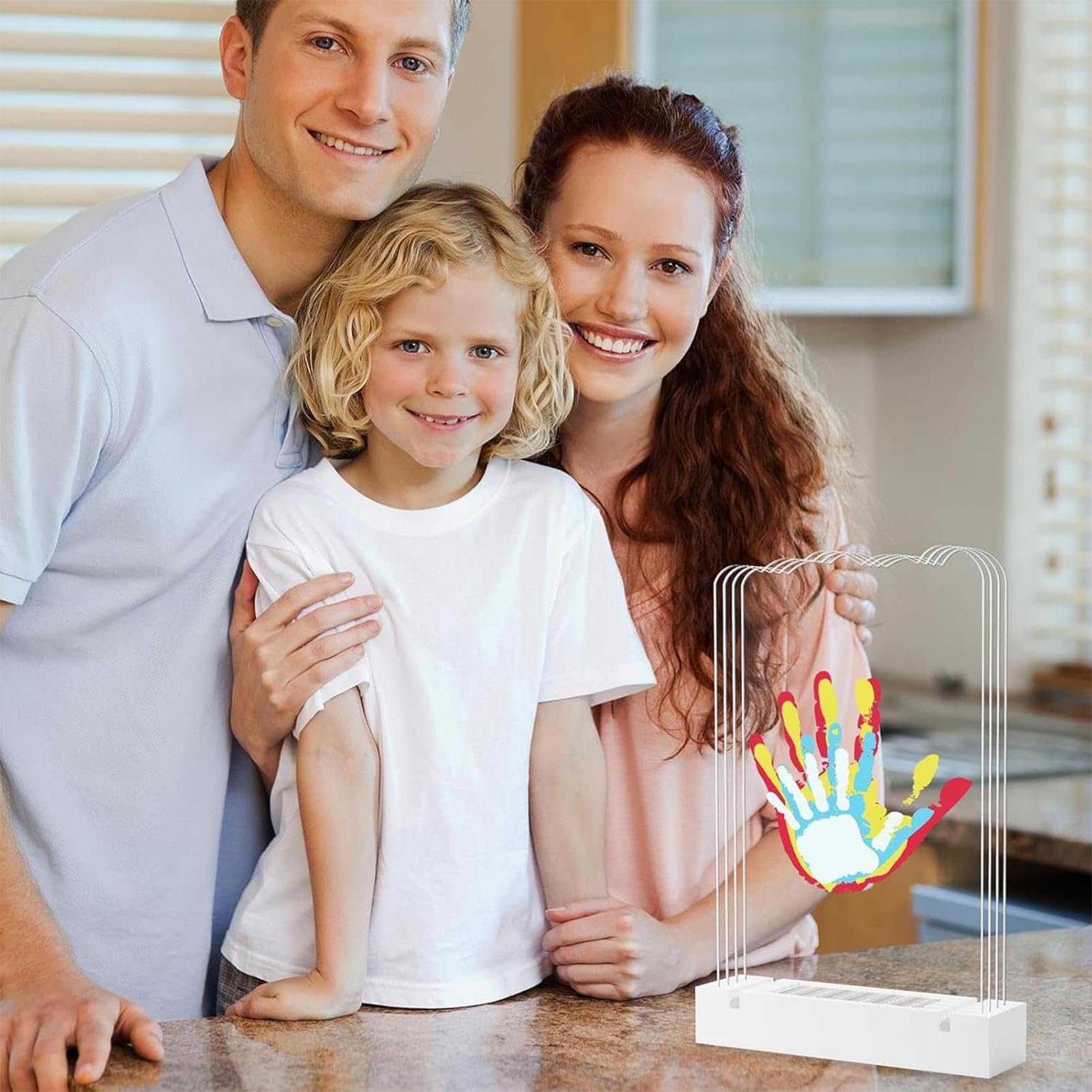 Kit di impronte di mani e piedi per bambini, cornice per foto con impronta di mano familiare, cornice per foto souvenir, souvenir artigianale trasparente con vernice sicura per i più piccoli, | acrilico ricordo per la decorazione della camera da soggiorno