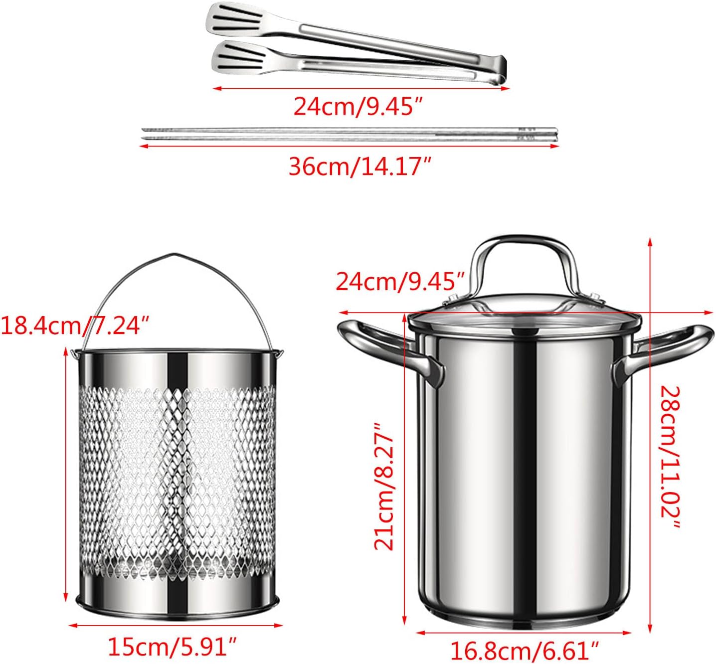 必須のキッチンツール調理鍋必須のキッチンツール実用的なバスケットの蓋とトング付きお手入れ簡単調理