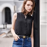 Vista 411 de Cinturón de cuero clásico con hebilla de metal para mujer con vestido de jeans Aah-negro-clásico