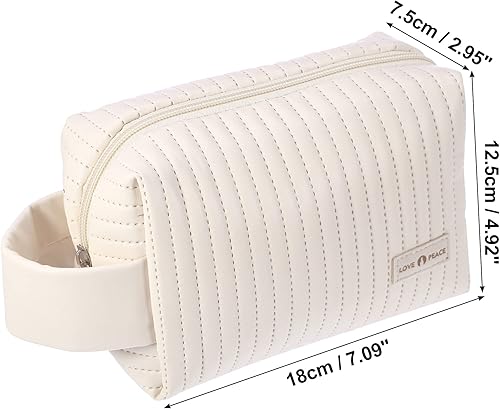 Miniatura 4 de VOCOSTE Bolsa de maquillaje de piel sintética, bolsa de viaje para cosméticos, bolsa de maquillaje grande, bolsa organizadora de brochas de