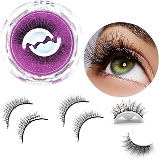 Reusable Self Adhesive Eyelashes, Reusable Adhesive Eyelashes, Self Adhesive Eyelashes Reusable Self Sticking, No Glue Eyelashes, False Eyelashes Natural Look(2-Pairs)