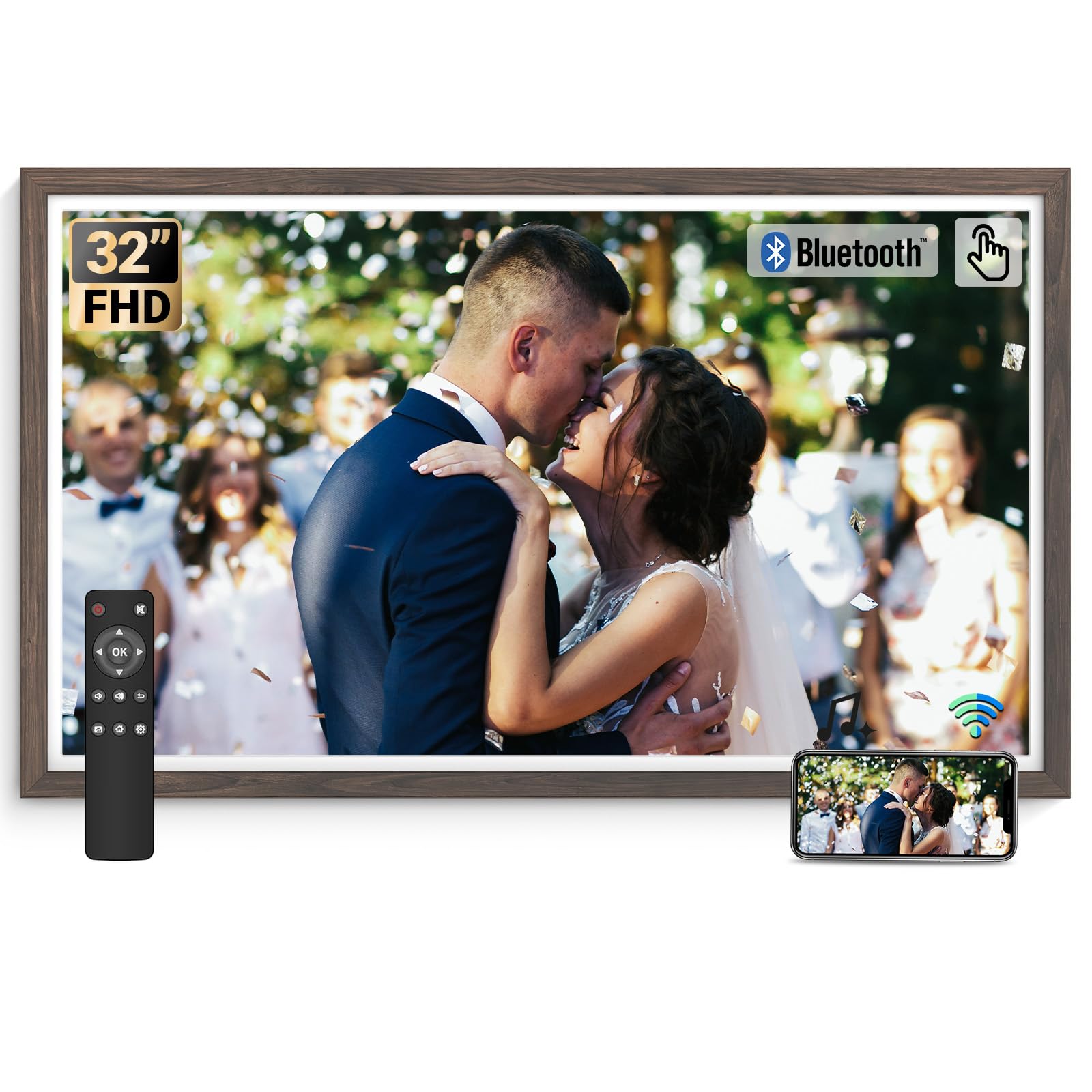 BSIMB 32 Inch Large Digital Picture Frame, Touchscreen 64GB 1920x1080 FHD WiFi Photo Frame Electronic Display Remote Control, Share Pictures/Videos