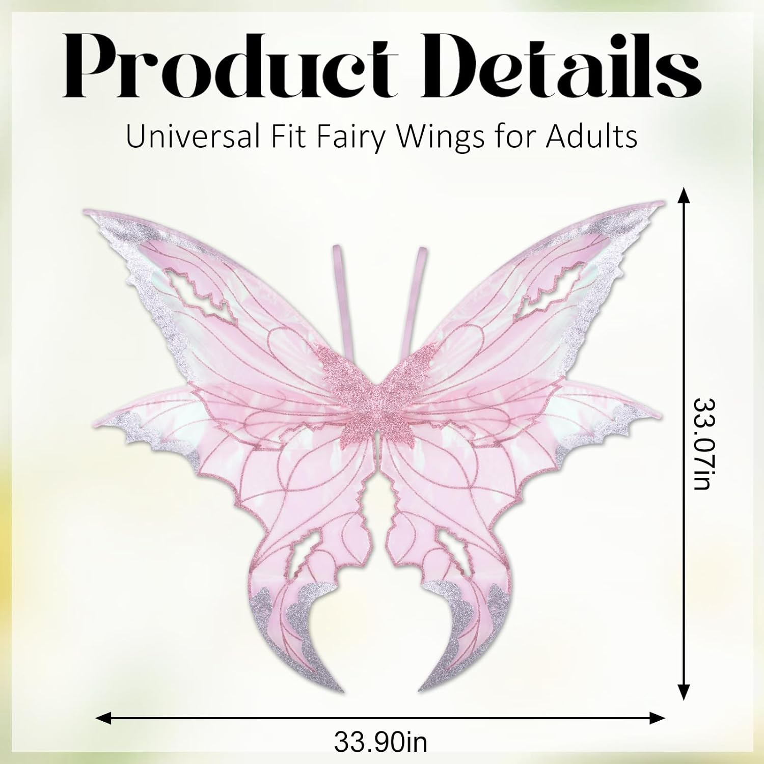 ALIBBON Fairy Wings for Adult Women 34"x33" Butterfly Wings Renaissance Costume Cosplay Accessories for Easter Halloween