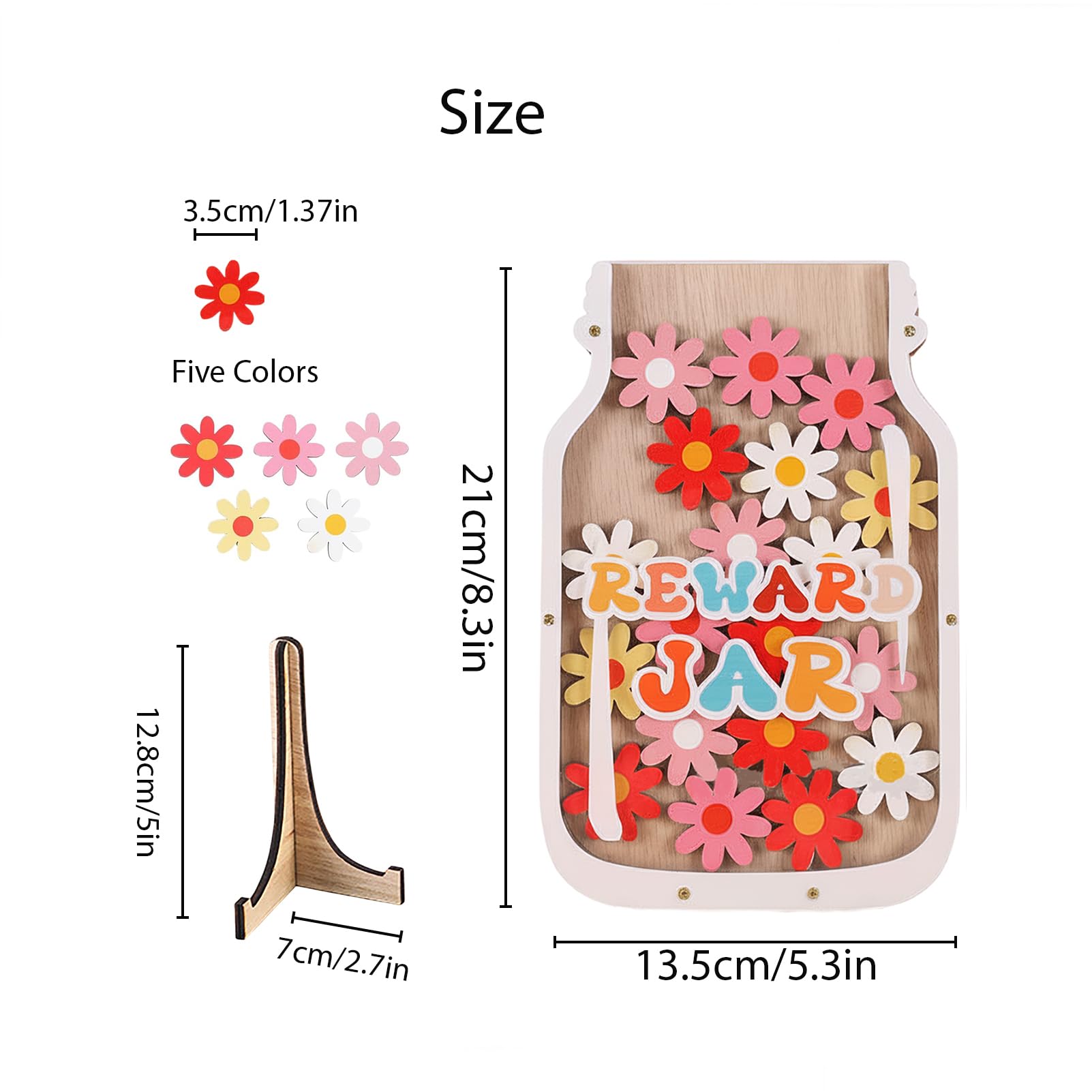 Reward Jar with 25 Colourful Flowers - Kids Behaviour Chart & Chore Tracker for Teachers and Parents - Image 2