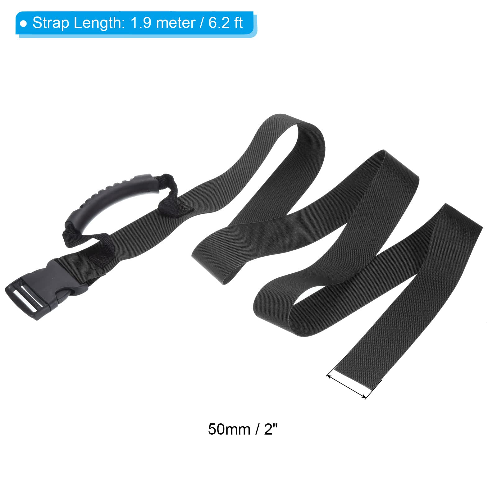PATIKIL Portage Sangle avec Poignée, 2 Paquets Ajustable Nylon Ceinture pour Déménagement Levage Boîtes Épicerie Bagagerie, Noir