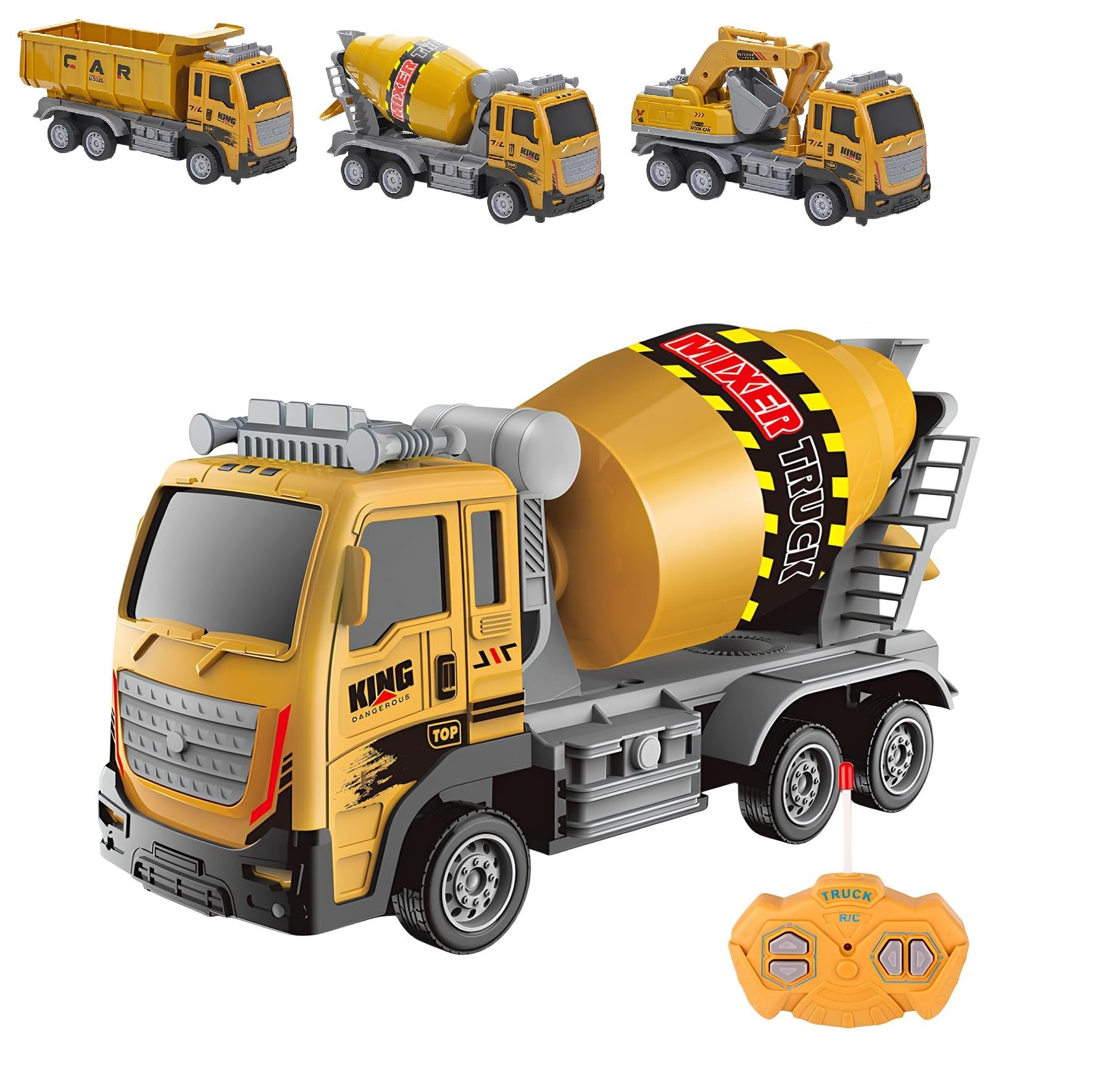 Camion Telecomandato Giocattolo con Luci Cantiere Betoniera Camion Ribaltabile Gru Ruspa Scala 1:16 Mezzi Lavoro Radiocomando Veicolo Costruzione RC Bambini Autoribaltabile Auto Carro,SOGGETTO CASUALE