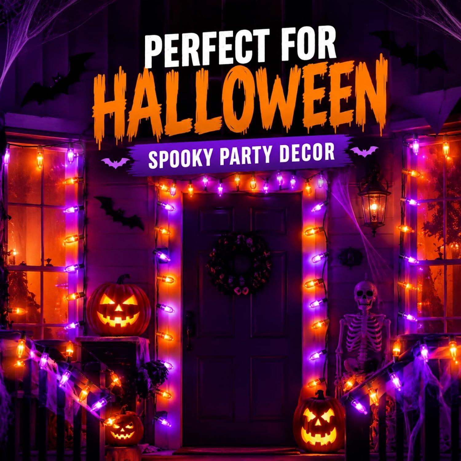 50 LED Outdoor Halloween Lights, 16.4 FT Orange Purple Mini String Lights image 5