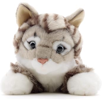 Uni-Toys - Cat with Tabby Fur Grey Lying Down - 38 cm Length - Plush Kitten - Plush Toy Cuddly Toy
