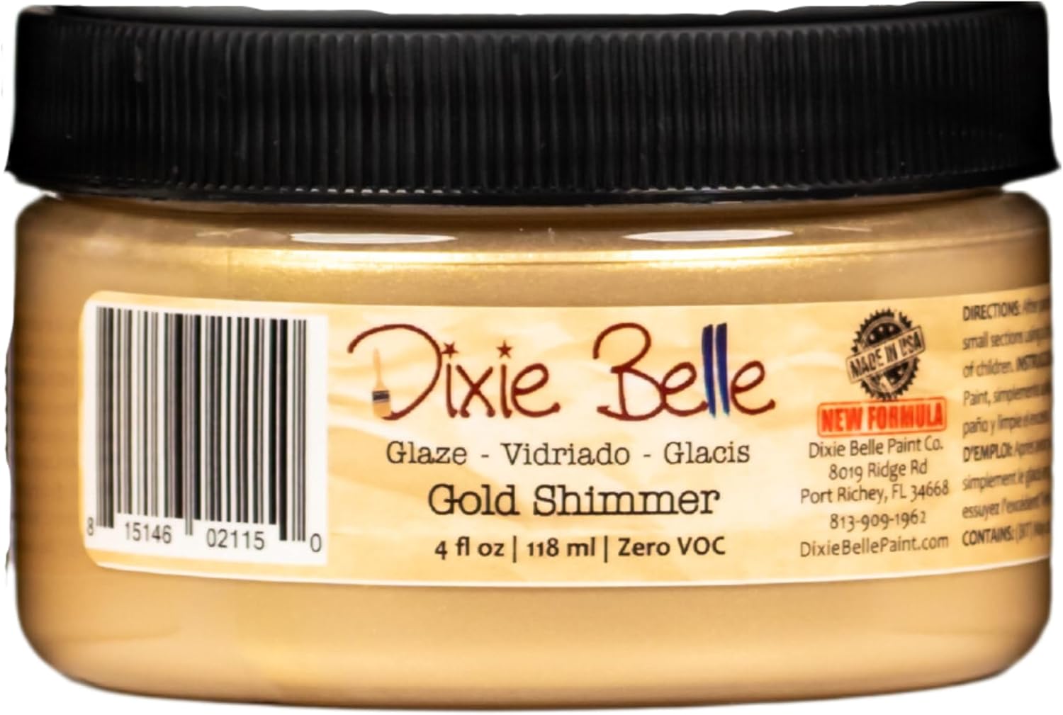 Dixie Belle Glaze Gold Shimmer (8 Fl Oz) Water-Based Paint Glaze for Stippling and Color Washing DIY Home Decor