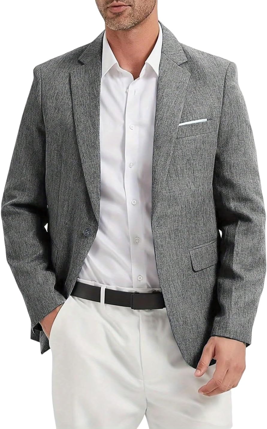 Men's Slim Fit Suit Jacket One Button Casual Lightweight Suit Daily Jacket Sport Coat