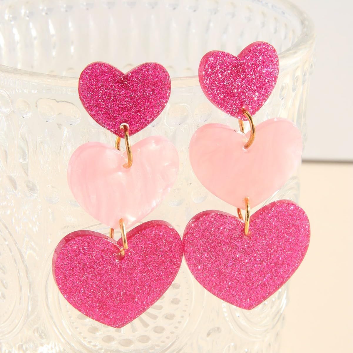 Heart Stud Earrings for Women Valentine's Day Earrings Pink Heart Earrings Fashion Jewelry - Image 4
