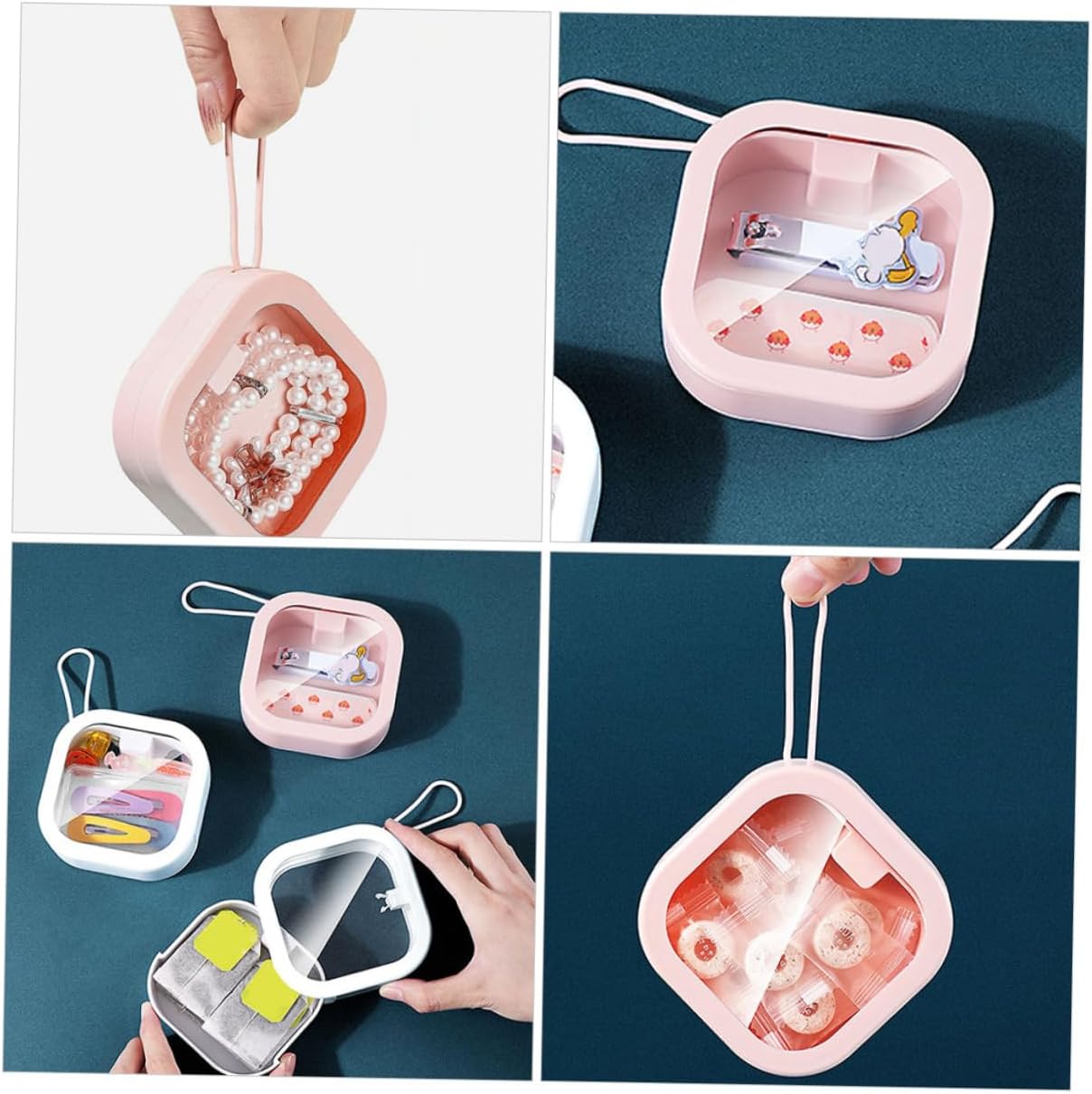FRCOLOR 6pcs Hair Tie Organizer Storage Box Portable Scrunchies Case for Boys and Girls Accessories Jewelry Holder Lanyard Design for Hair Accessories and Items