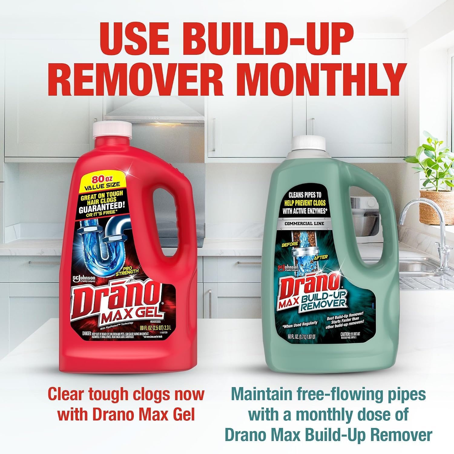 Drano Max Build Up Remover - Detergente per scarichi, linea commerciale, 1,7 kg