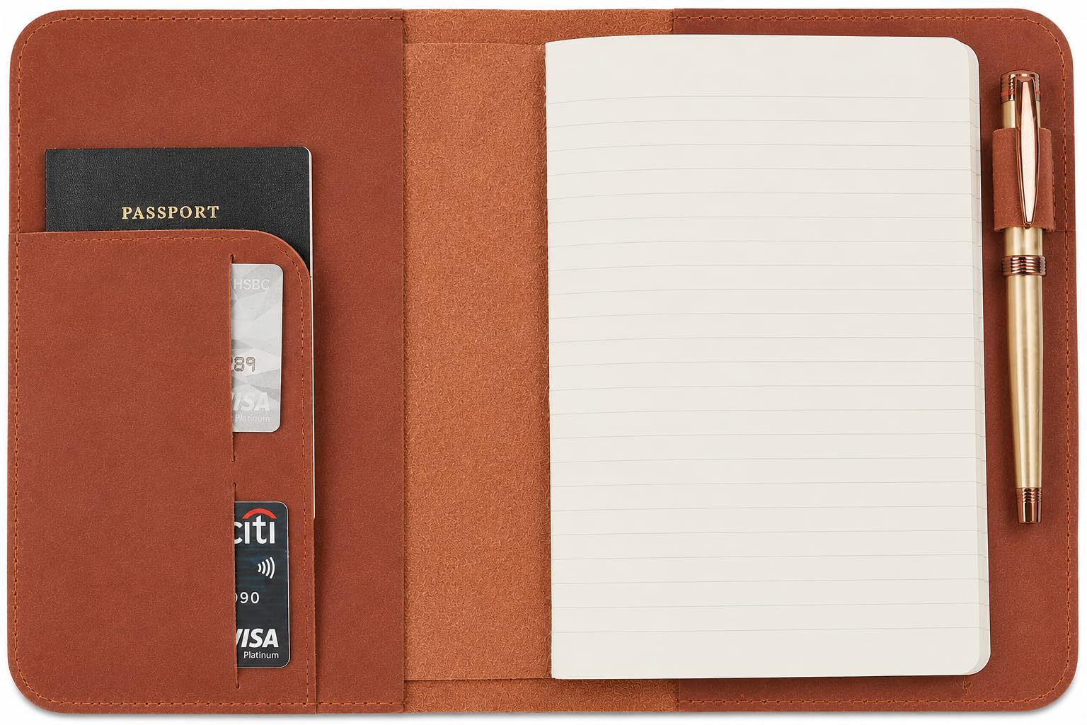 Funda para diario de piel de grano completo A5, rellenable, para cuaderno A5 (14,6 x 21 cm), con trabilla para bolígrafos, ranuras para tarjetas, tapa rellenable, color marrón | Funda de piel recargable hecha a mano para cuadernos tamaño mediano A5 de 14