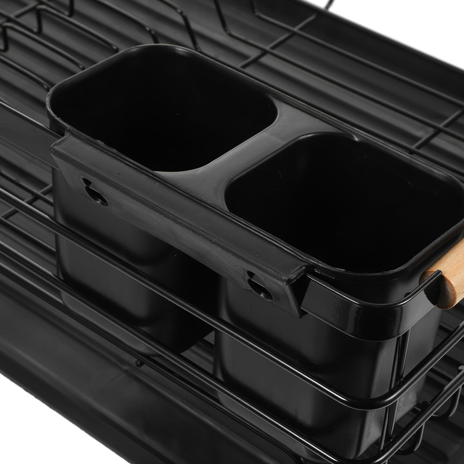 DOITOOL Escurridor Bandeja Gran Capacidad de de Hierro Platos Negro y de Drenaje Extraíble Soporte Diseño Funcional para Encimera de Cocina para Cubiertos