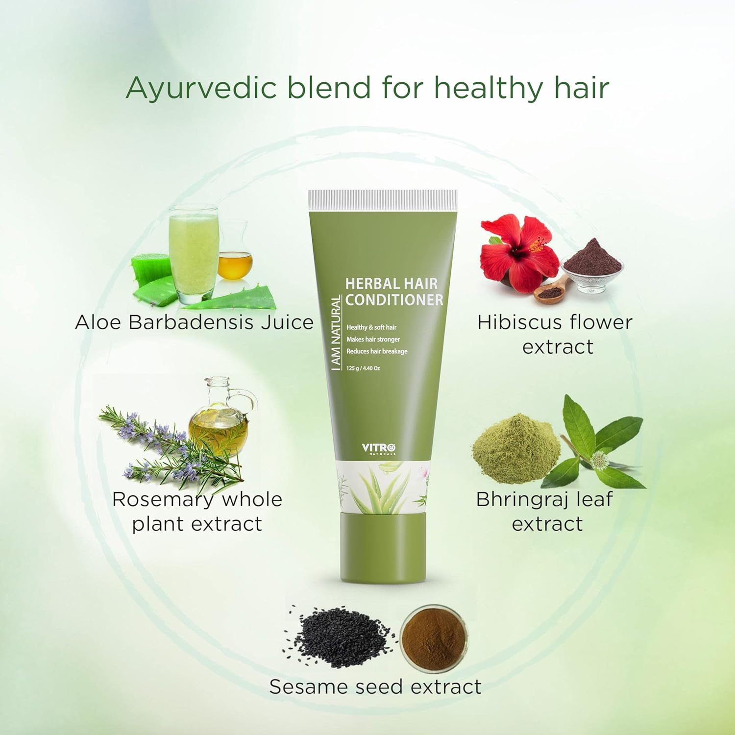 Vitro Herbal Hair Conditioner 125ml | Nourishes and Strengthens Hair, Reduces Breakage | Enriched with Aloe Vera, Hibiscus, Bhringraj, Sesame, Rosemary Vitro Herbal Hair Conditioner 125ml | Nourishes and Strengthens Hair, Reduces Breakage | Enriched with Aloe Vera, Hibiscus, Bhringraj, Sesame, Rosemary