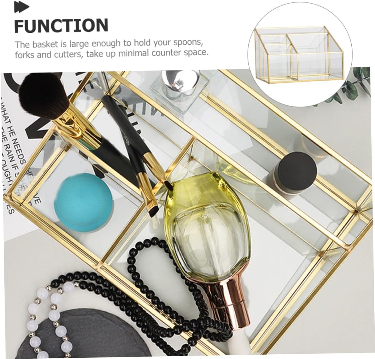 VICASKY Glass Cosmetic Display Case with Frame Lipstick and Makeup Brush Organizer for Vanity and Transparent Glass Storage Box for Bedroom and Bathroom Women