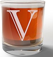 Vista 50 de Monograma grabado de cristal de whisky Rocks de 11 onzas (letra J), regalos de bourbon personalizados de la A-Z para hombres, día del padre, vidrio
