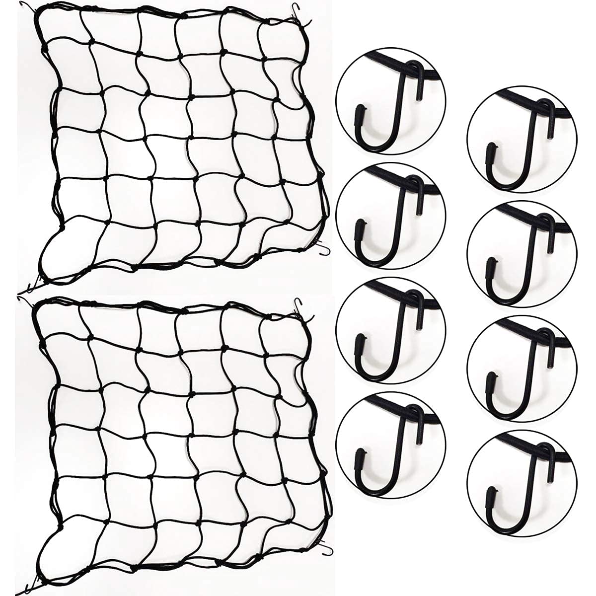 Trellis Netting, 2 Pcs 2 X 2ft Scrog Net, Plant Net Trellis Plant Net Cucumber Trellis, Flexible Garden Trellis Net with Hooks for Garden Tents, Fruits, Flowers (Black)