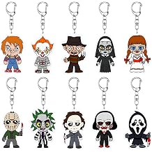 10 Pack Horror Classic Movie Character Keychain Halloween Horror Keychain Key Wallet Backpack Scary Movie Figure Pendant Hanging Keychain Decoration Horror Movie Gift Men Women