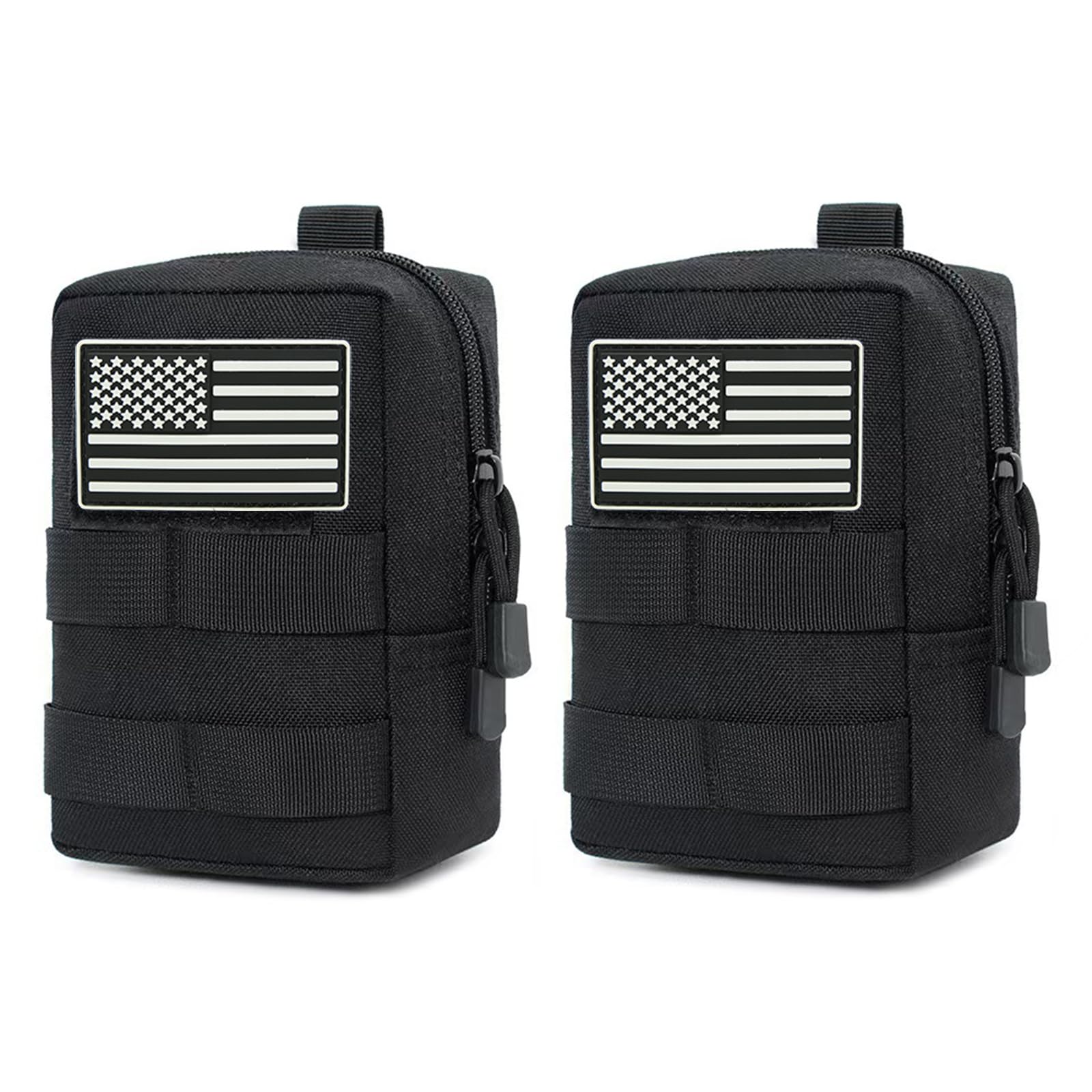 2 Pack Tactical molle Pouches - Vest Pouch Cell Phone Holster Belt Bag EDC Accessories (Black)-image-37