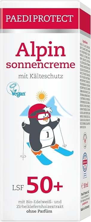 PAEDIPROTECT Alpine Sun Cream for Children and Adults, 30 ml SPF 50+, Sun Cream Face Ideal for Winter, Sun Protection with Jojoba Oil, Anti-Pigment Spots, Fragrance- and Microplastic