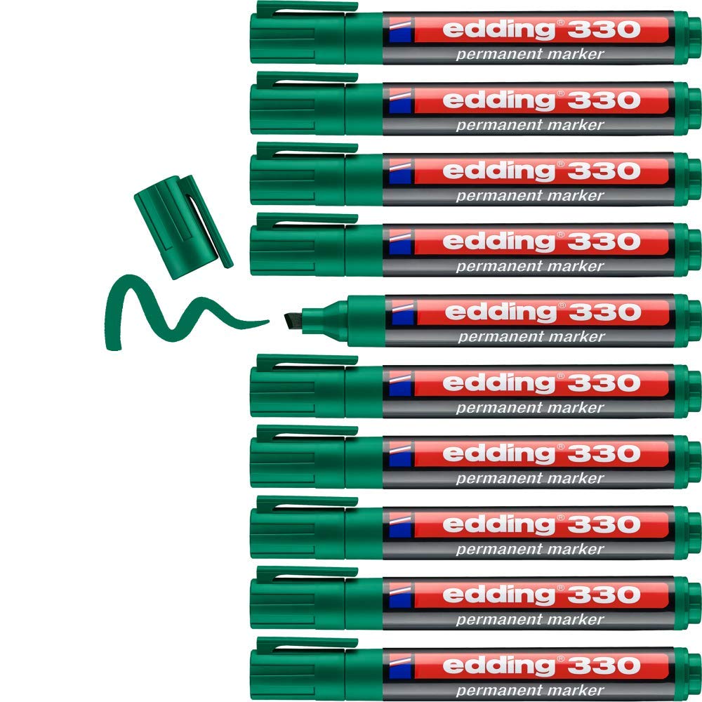 edding 330 permanent markör - yeşil - 10 kalem - 1-5 mm kesik uçlu