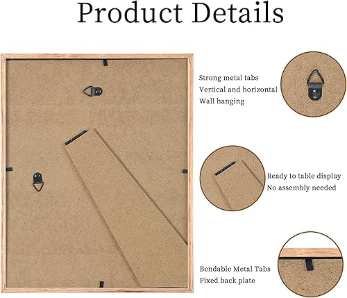Miniatura 3 de HNDFLU Juego de 6 marcos de fotos de madera de roble de 8 x 10 pulgadas, marcos de fotos de madera maciza de color de madera natural con