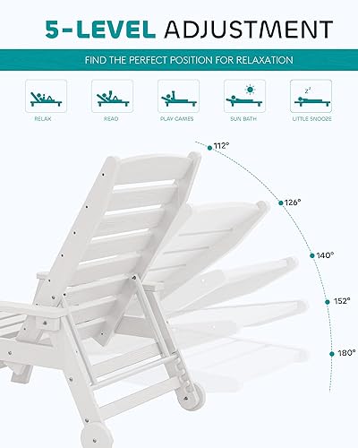 Miniatura 2 de SERWALL Juego de 2 tumbonas para patio, 78 pulgadas de largo, 5 posiciones ajustables, HDPE, tumbona para exteriores, para piscina, silla de salón