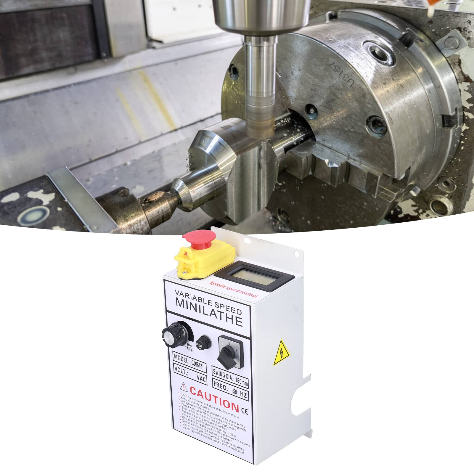 FTVOGUE Scatola di Controllo del Tornio Guscio in Acciaio Regolatore di velocità del Tornio AC 50Hz Assemblaggio Circuito Stampato 240 X 130 X 102 Mm per 0618 0618 3B Mini Riparazione Sostituzione Uso