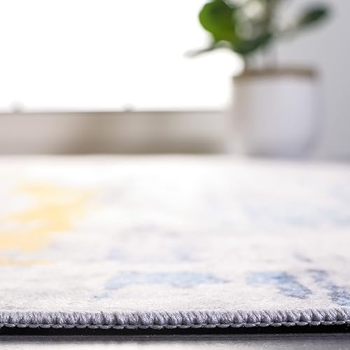 Miniatura 5 de SAFAVIEH Alfombra lavable Tacoma Collection - 8 x 10 pies, gris y azul, antideslizante y fácil limpieza, ideal para sala de estar, dormitorio,