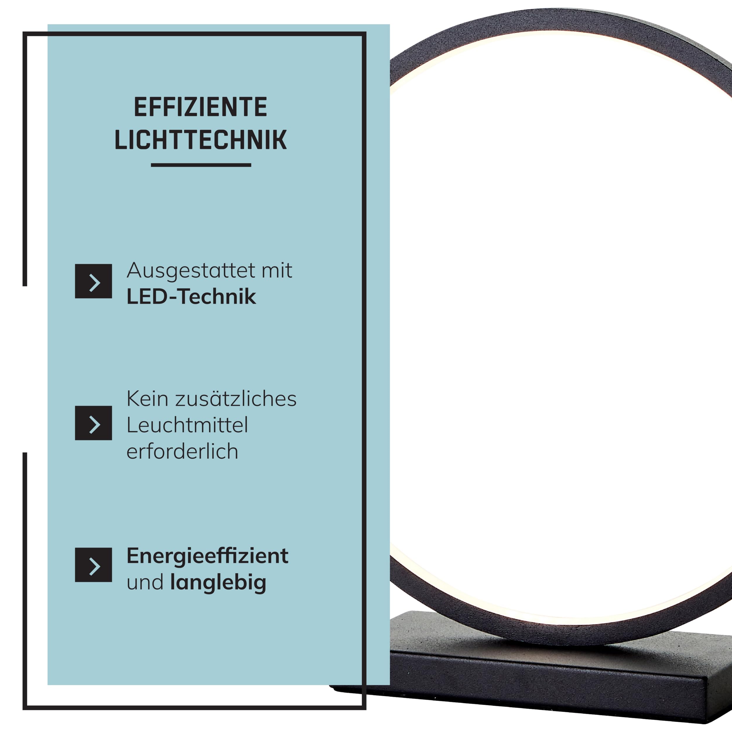 Lightbox LED Tischlampe - minimalistische Tischleuchte aus Aluminium - warmweißes Licht 3000 K - moderne Nachttischlampe mit Kabelschalter - inkl. LED