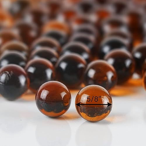 Miniatura 3 de CYS EXCEL Relleno de jarrón de piedras preciosas de mármol de vidrio ámbar (3 libras)  Múltiples opciones de color para acuario  Cuentas redondas de