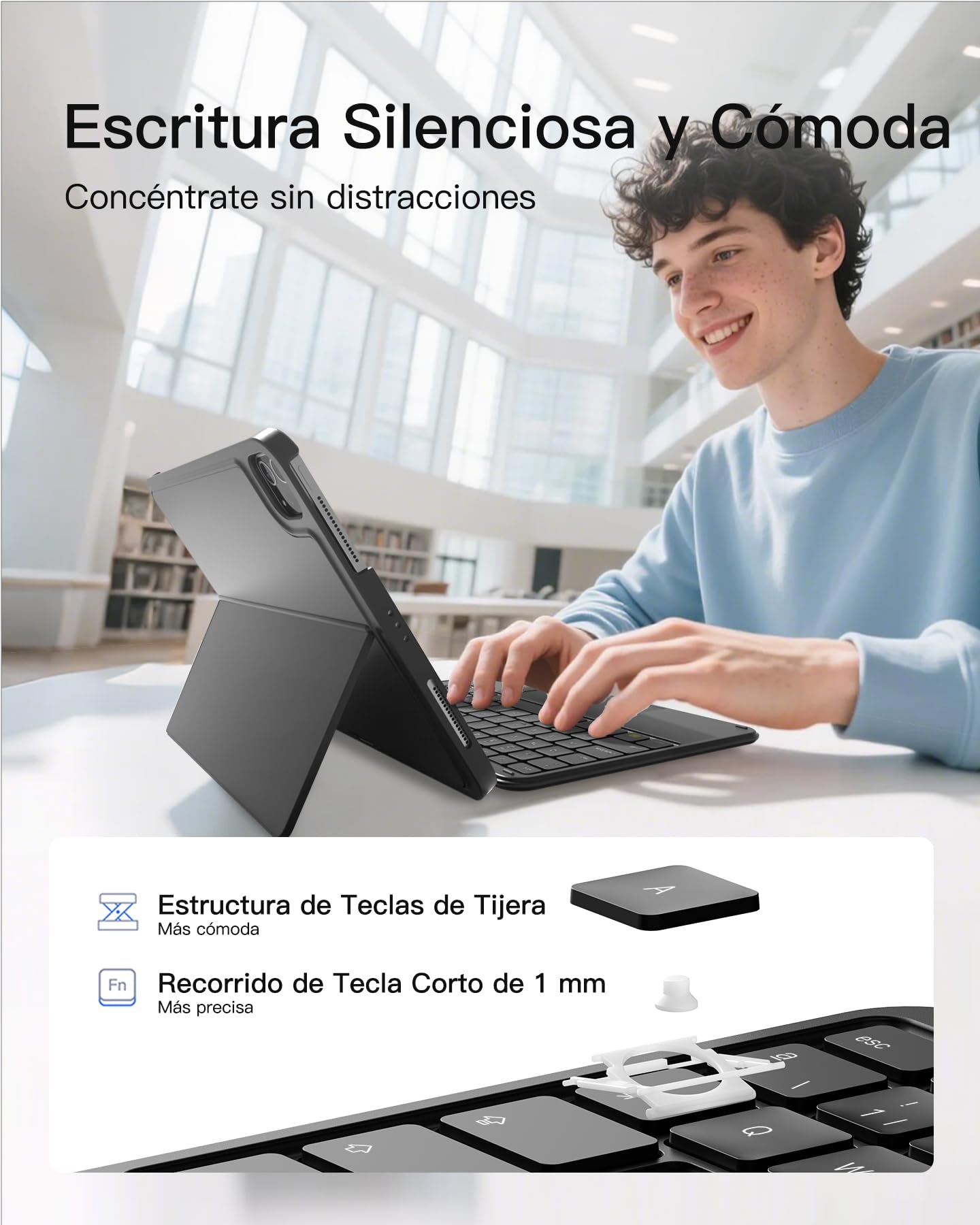 Inateck Teclado Retroiluminado 7 Colores for iPad 10Gen 2022/11Gen A16 2025 (10.9/11"), Air 11" M4/M3/M2, Air 6.ª/5.ª/4.ª, Pro 11 1-4Gen, Teclado Ultraligero Desmontable con Touchp, KB04122-RGB Negro — view 7