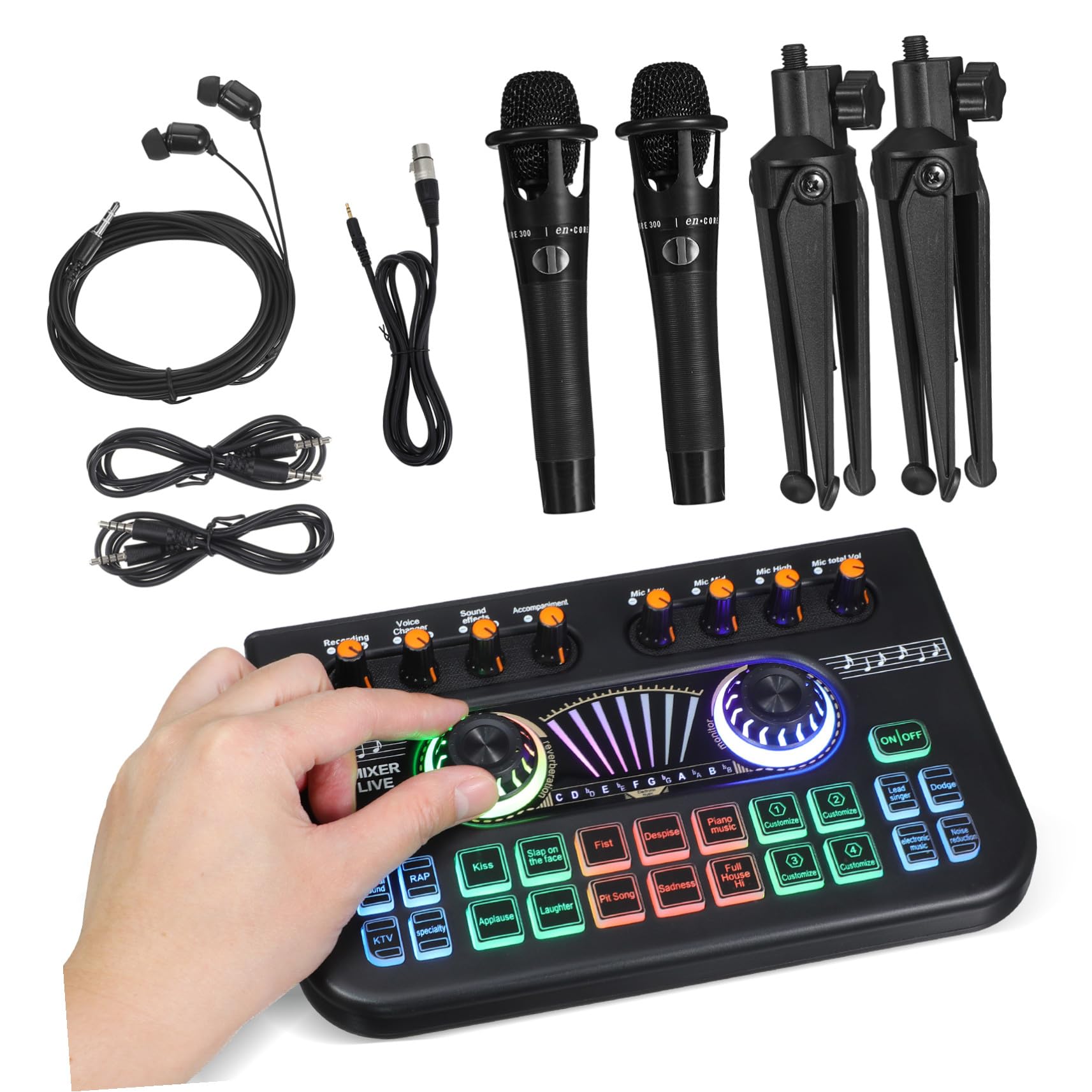 Podcast Aufnahmepaket E300 Doppelmikrofon mit X3 Soundkarte, Schwarz | Metall und Kunststoffausführung, 1 Satz für Djs und Einsteiger, Benutzerfreundliche Bedienung