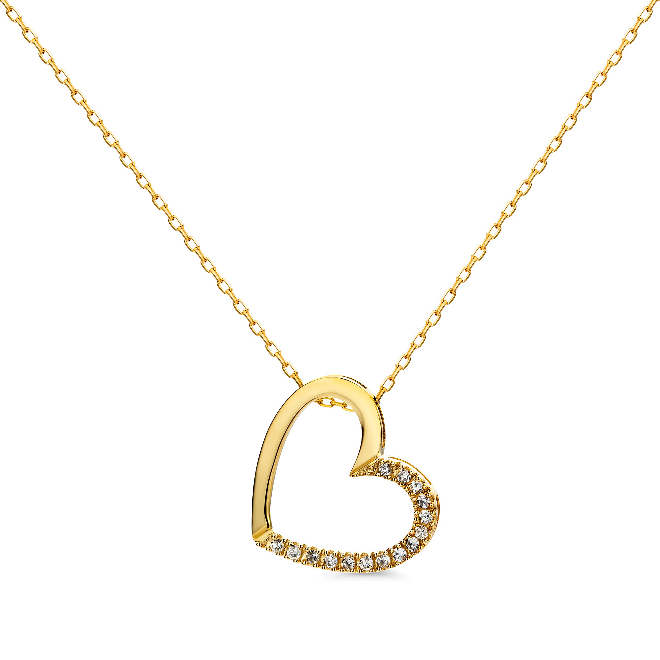 Orovi - Collar de mujer con diamante, cadena de oro amarillo de 9 quilates (375), brillantes de 0,10 quilates, cadena de oro con 15 diamantes
